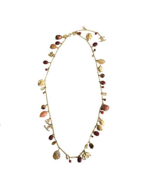 CHANEL couture chain necklace in gilded metal with charms 
