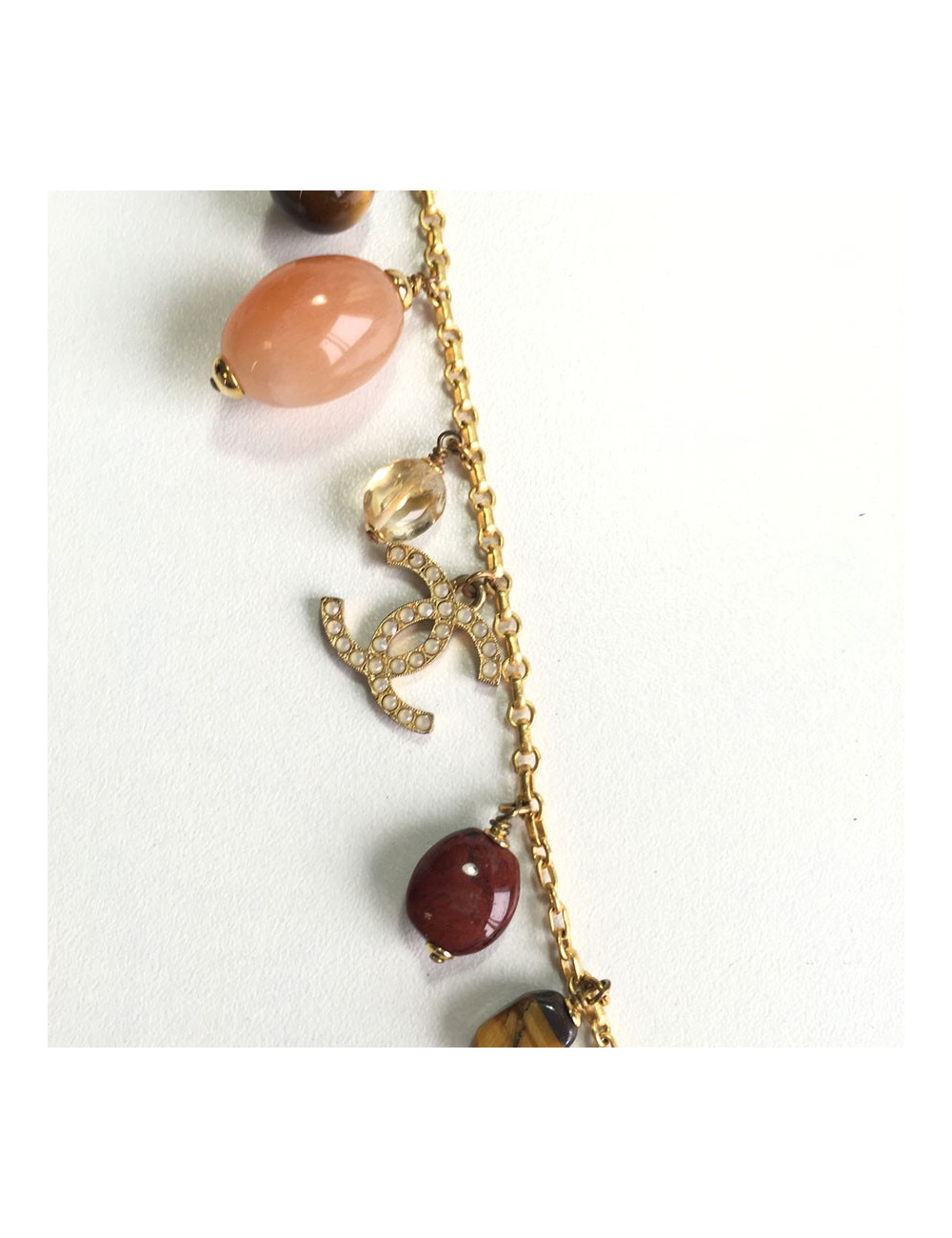 CHANEL couture chain necklace in gilded metal with charms 