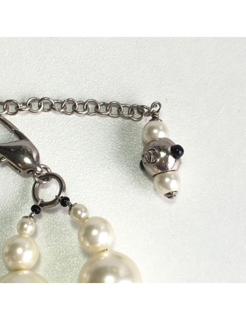 Ceinture-sautoir CHANEL en perles nacrées et noires vintage