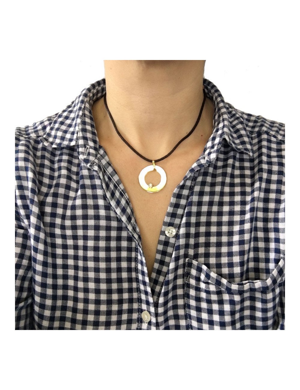 Necklace DINH VAN 'target' in yellow gold and diamond