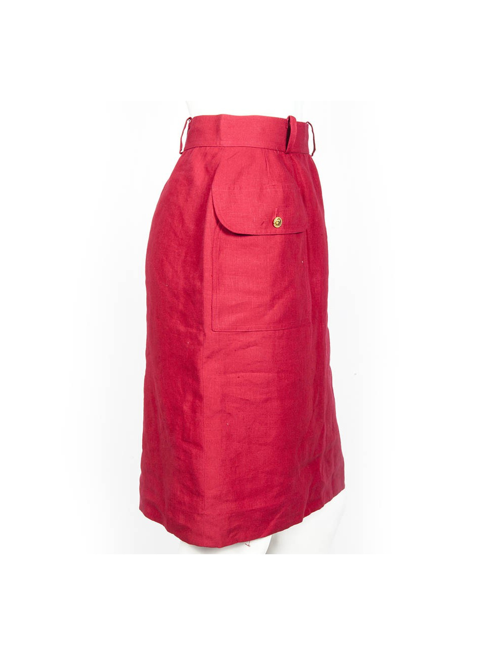 CHANEL high waist red linen size 36FR