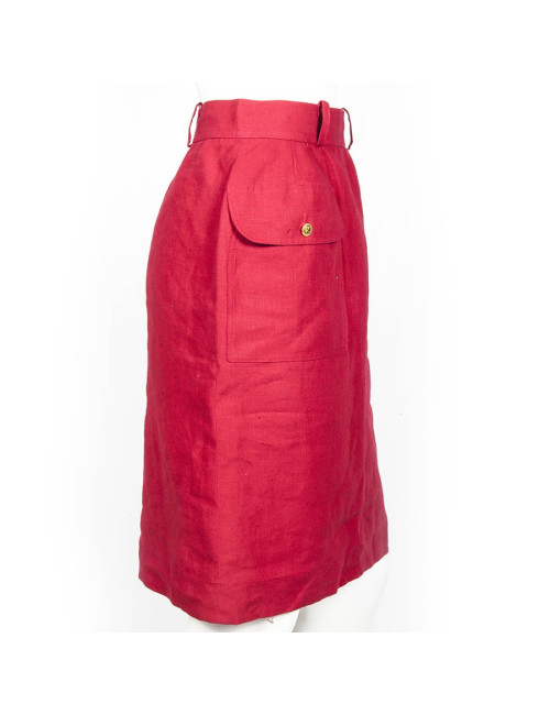 CHANEL high waist red linen size 36FR