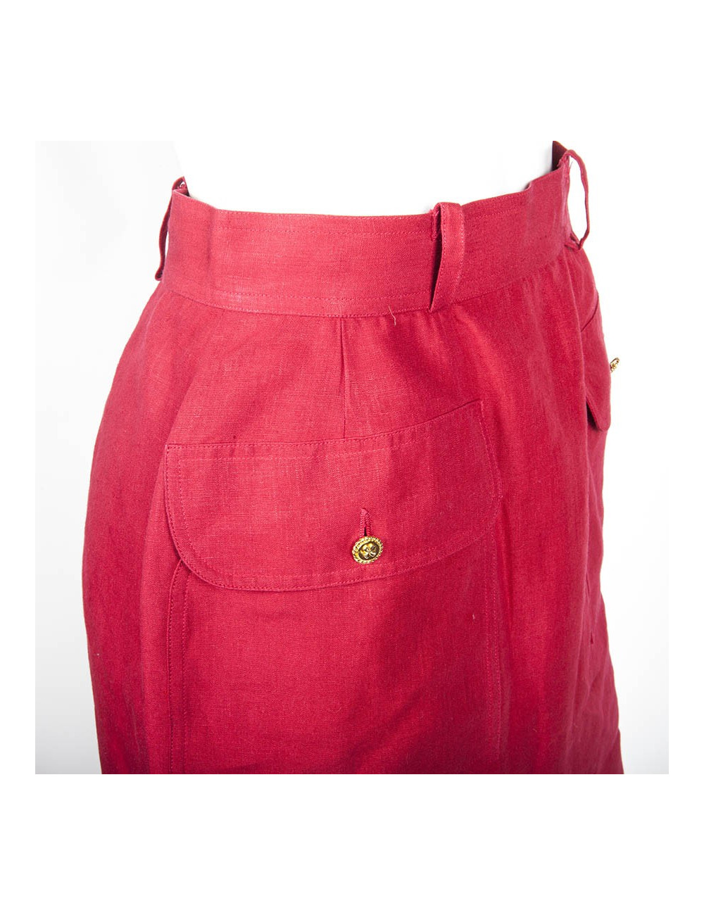 CHANEL high waist red linen size 36FR