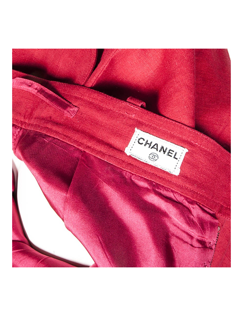 CHANEL high waist red linen size 36FR