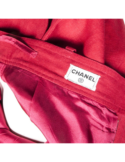 CHANEL high waist red linen size 36FR