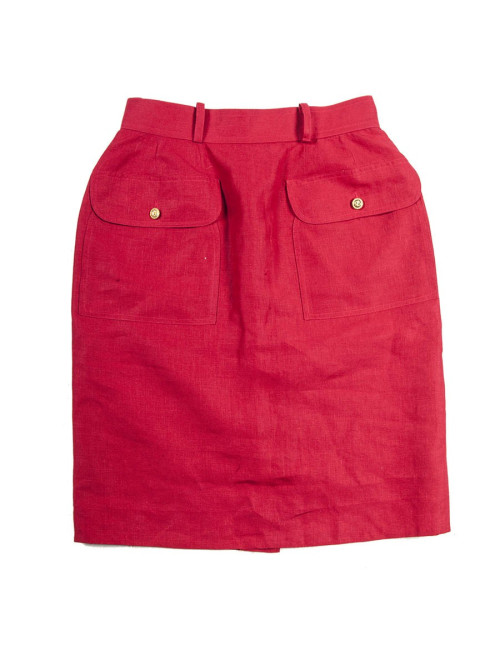 CHANEL high waist red linen size 36FR
