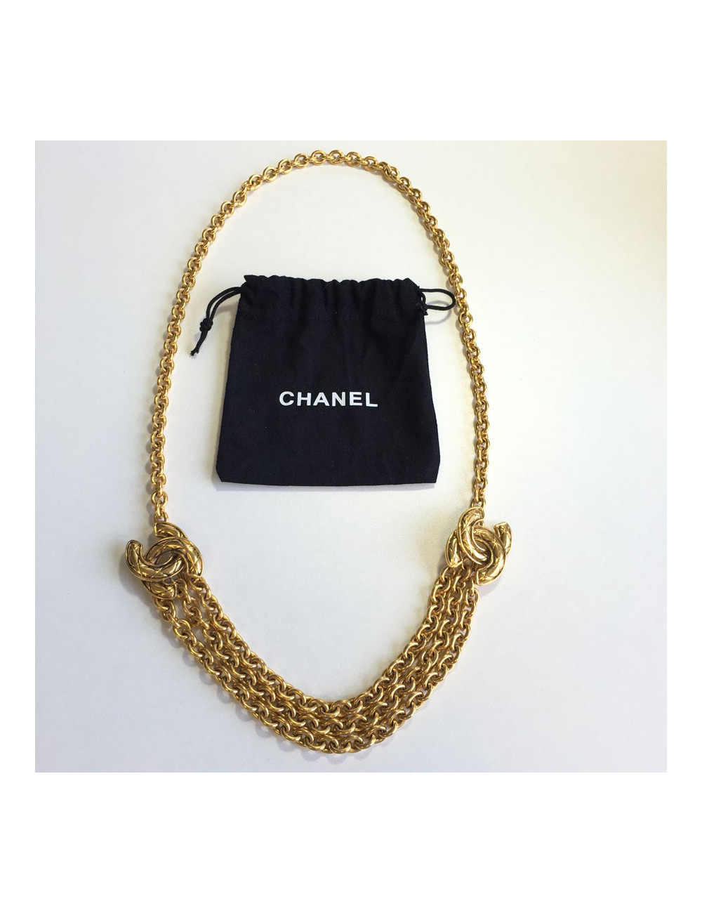 Ceinture CHANEL Vintage CC et chaîne en métal doré