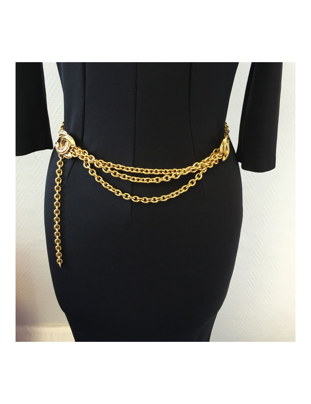 Belt CHANEL Vintage CC and chain gold metal