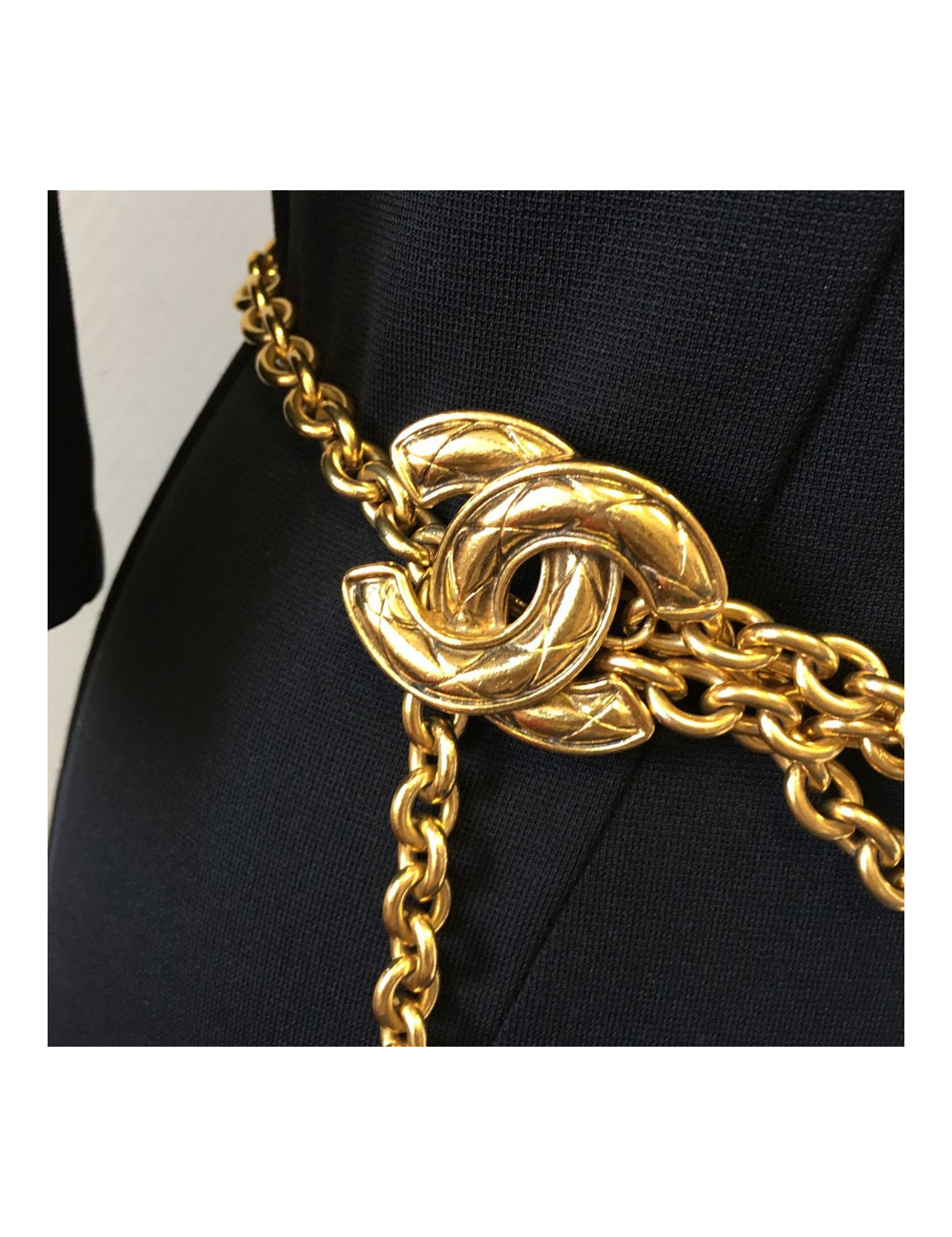 Belt CHANEL Vintage CC and chain gold metal