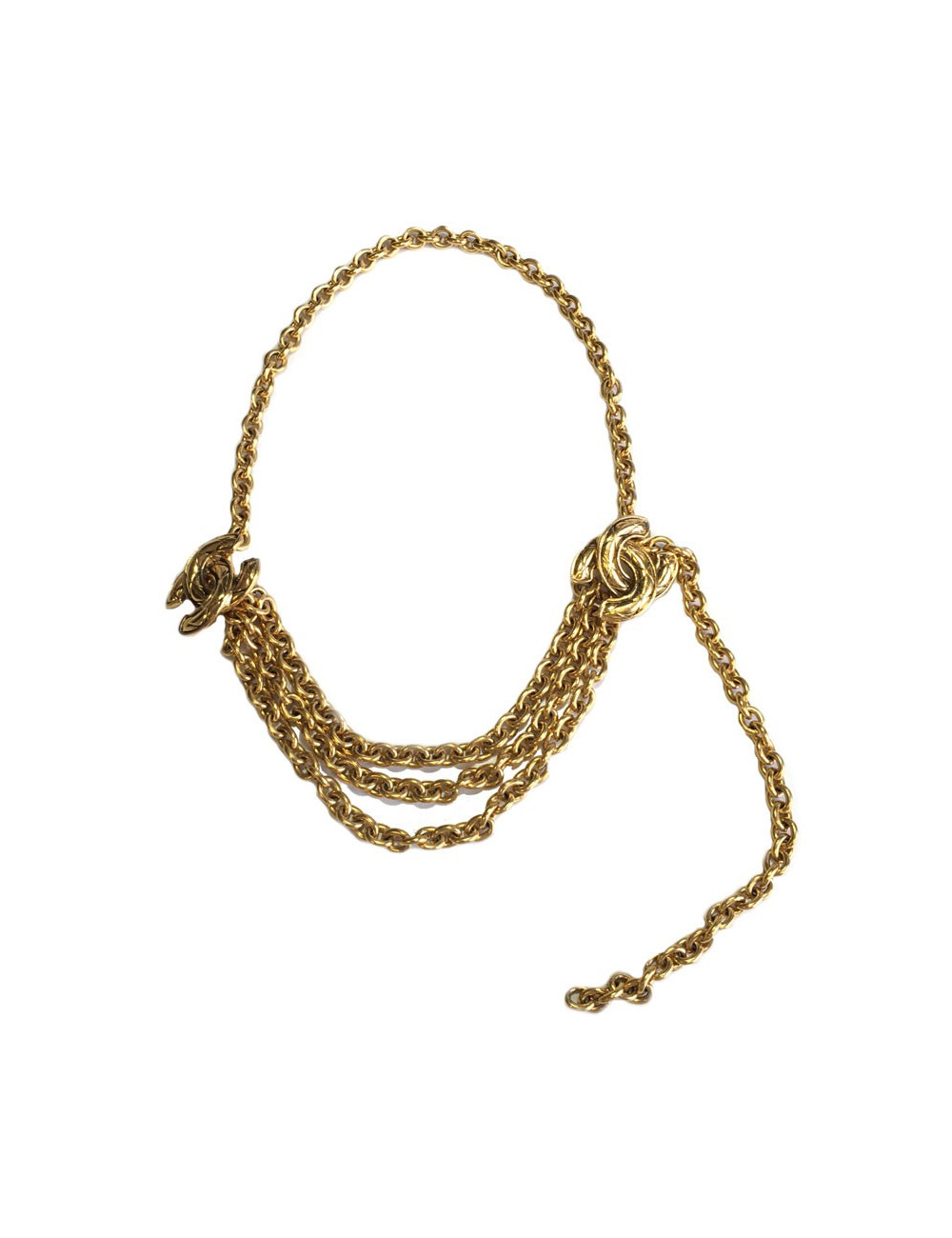 Belt CHANEL Vintage CC and chain gold metal