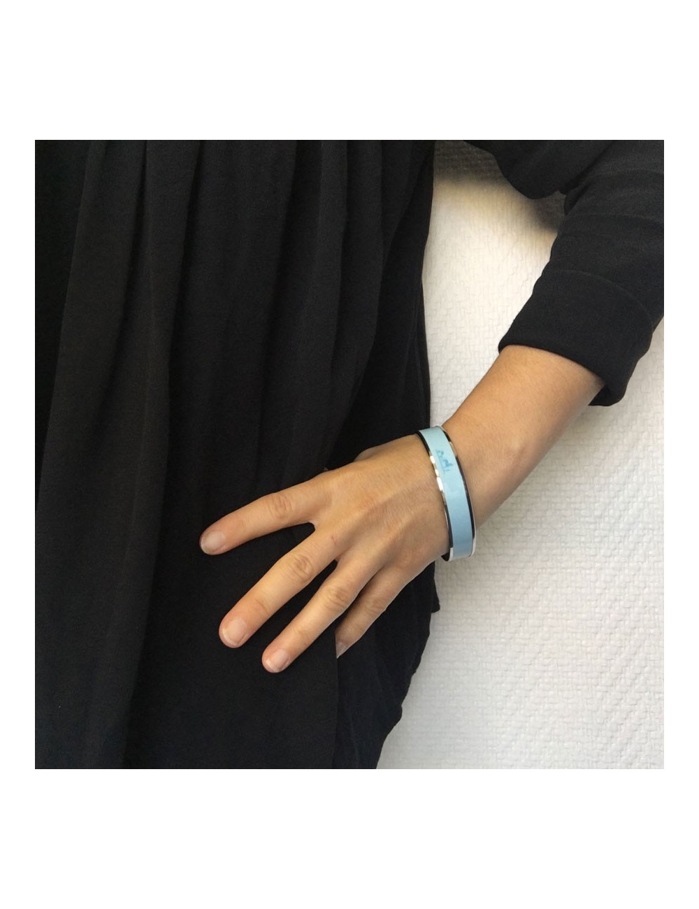 HERMES medium "Carriage" in enamel aquamarine bracelet