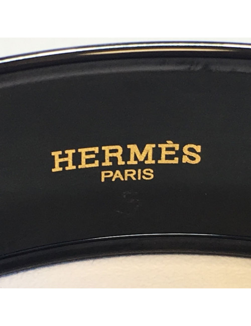 Bracelet HERMES large optique en émail surteint motif chaine d'ancre