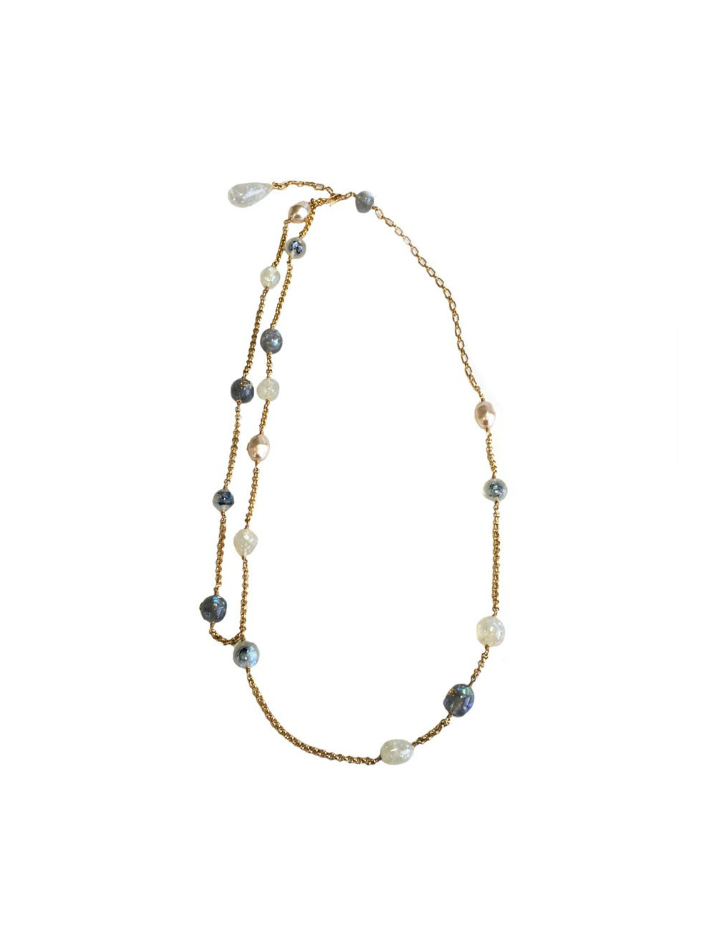 Ceinture sautoir CHANEL perles bleues