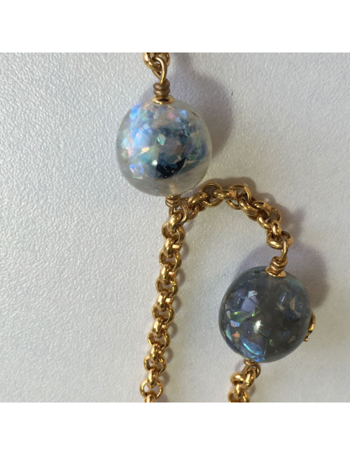 Ceinture sautoir CHANEL perles bleues et perles nacrées