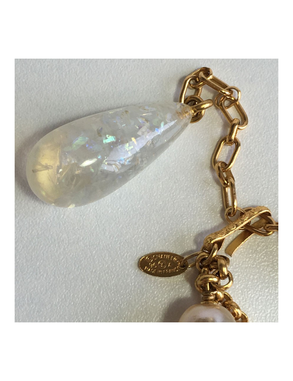 Belt necklace CHANEL blue beads and Pearly beads