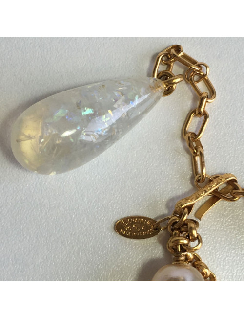 Ceinture sautoir CHANEL perles bleues et perles nacrées