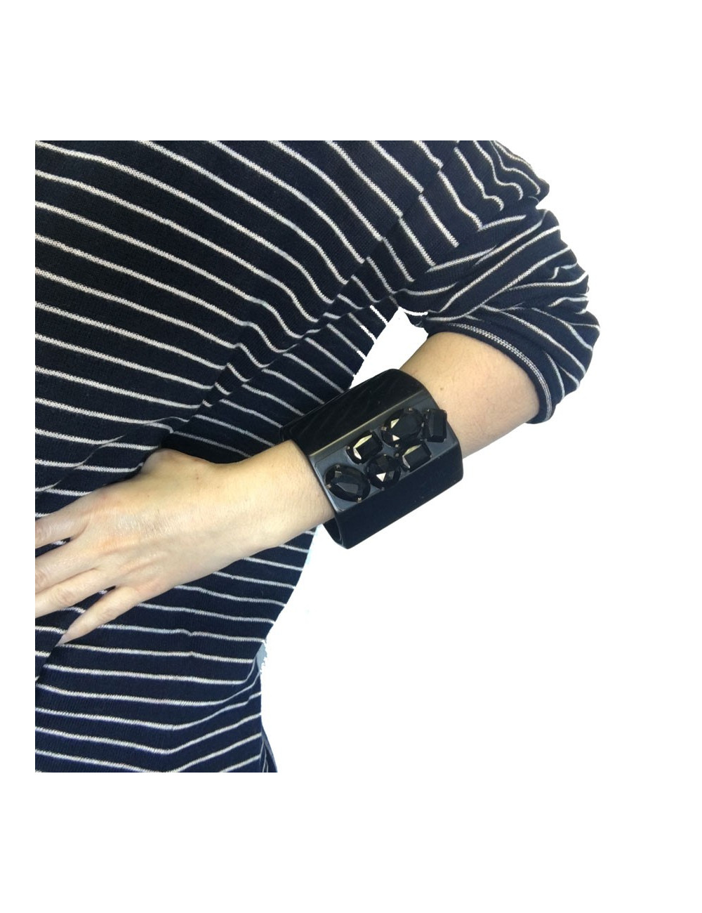 MARNI blackened wood cuff