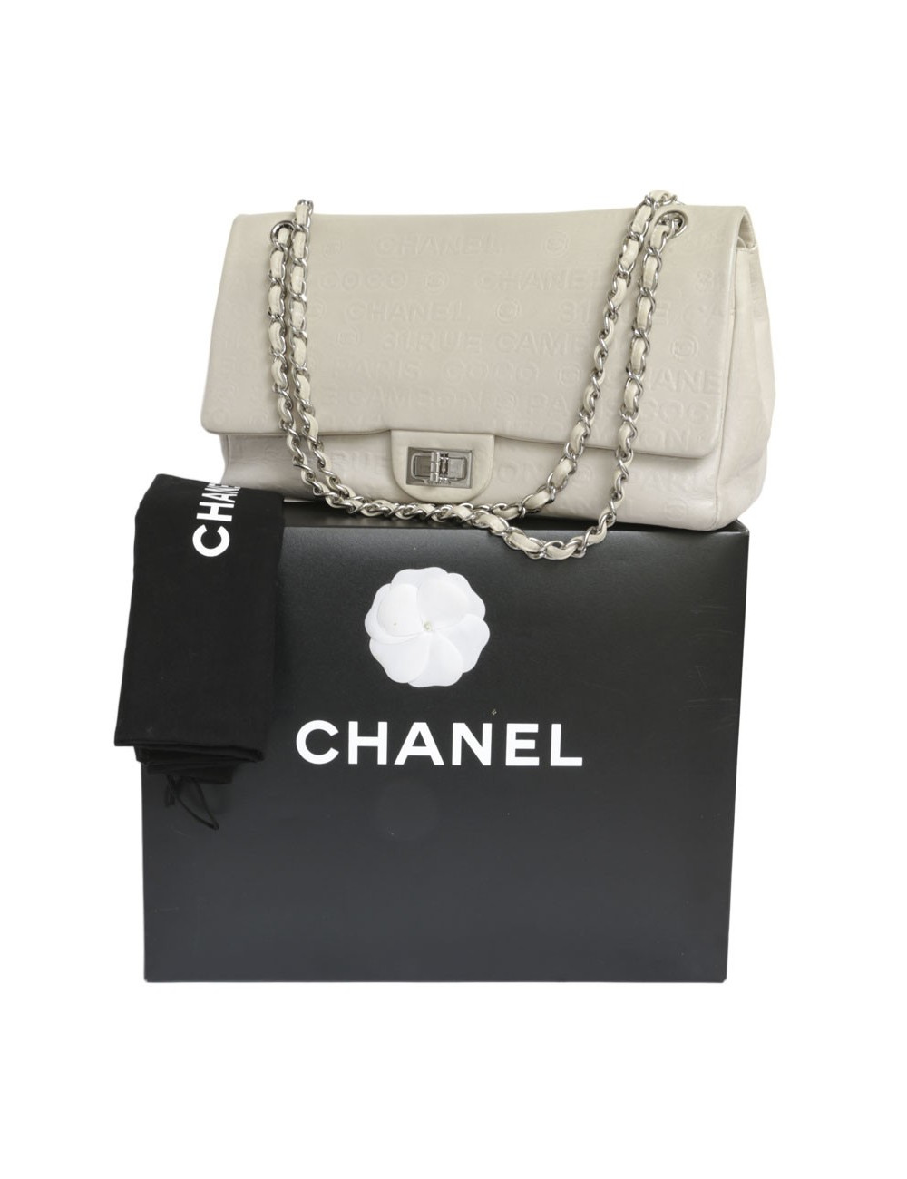 CHANEL 2.55 double flap bag in cream leather
