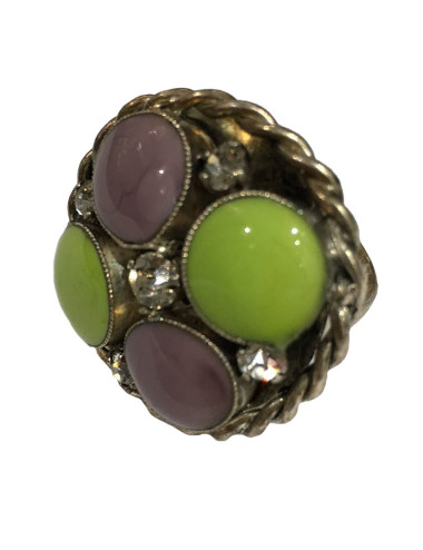 Bague ronde MARGUERITE DE VALOIS en pâte de verre