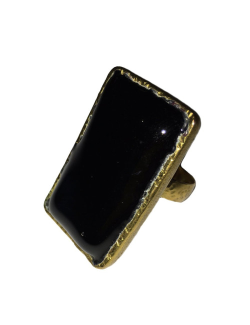 Bague pâte de verre noire MARGUERITE DE VALOIS