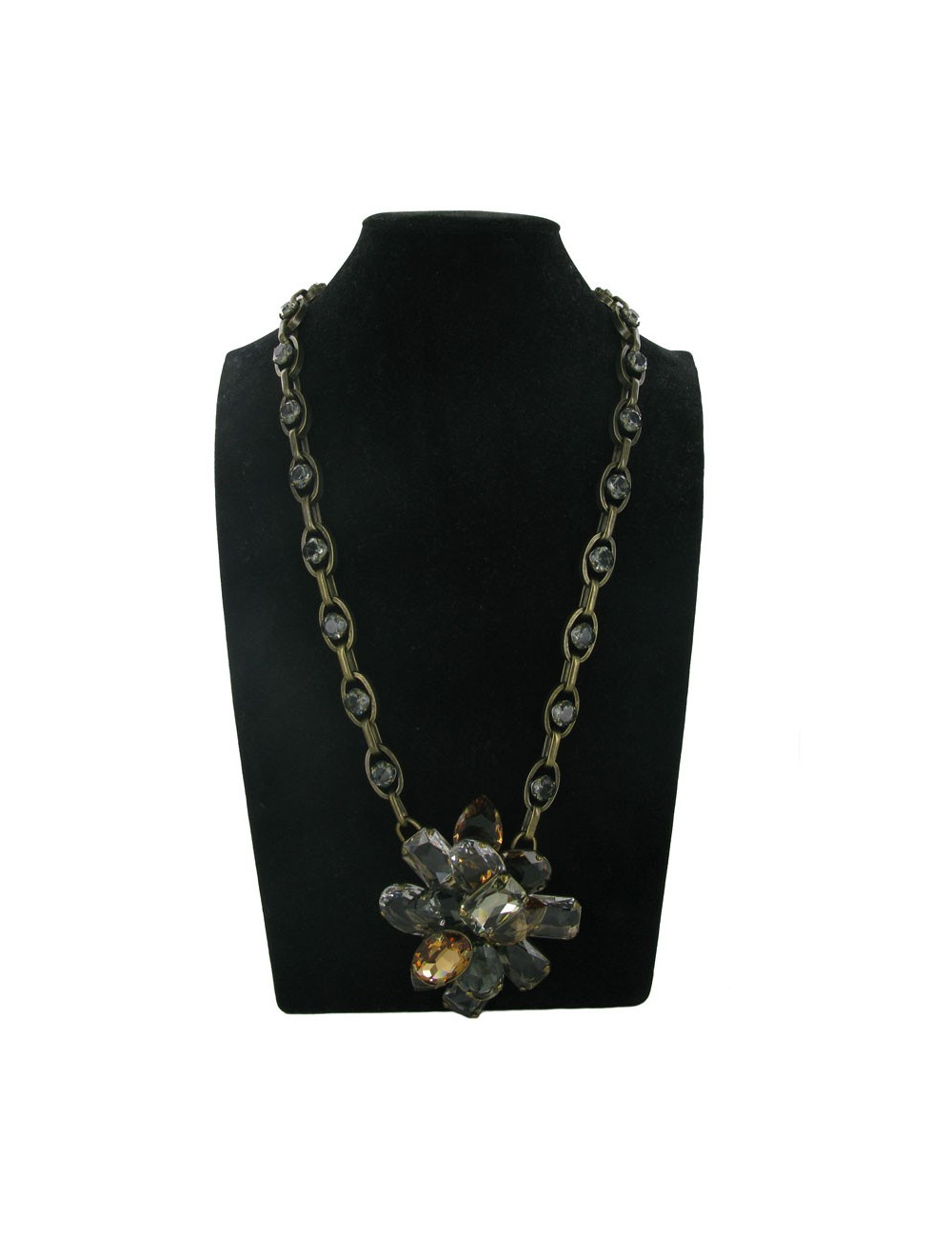 LANVIN chain in gold metal and rhinestone necklace
