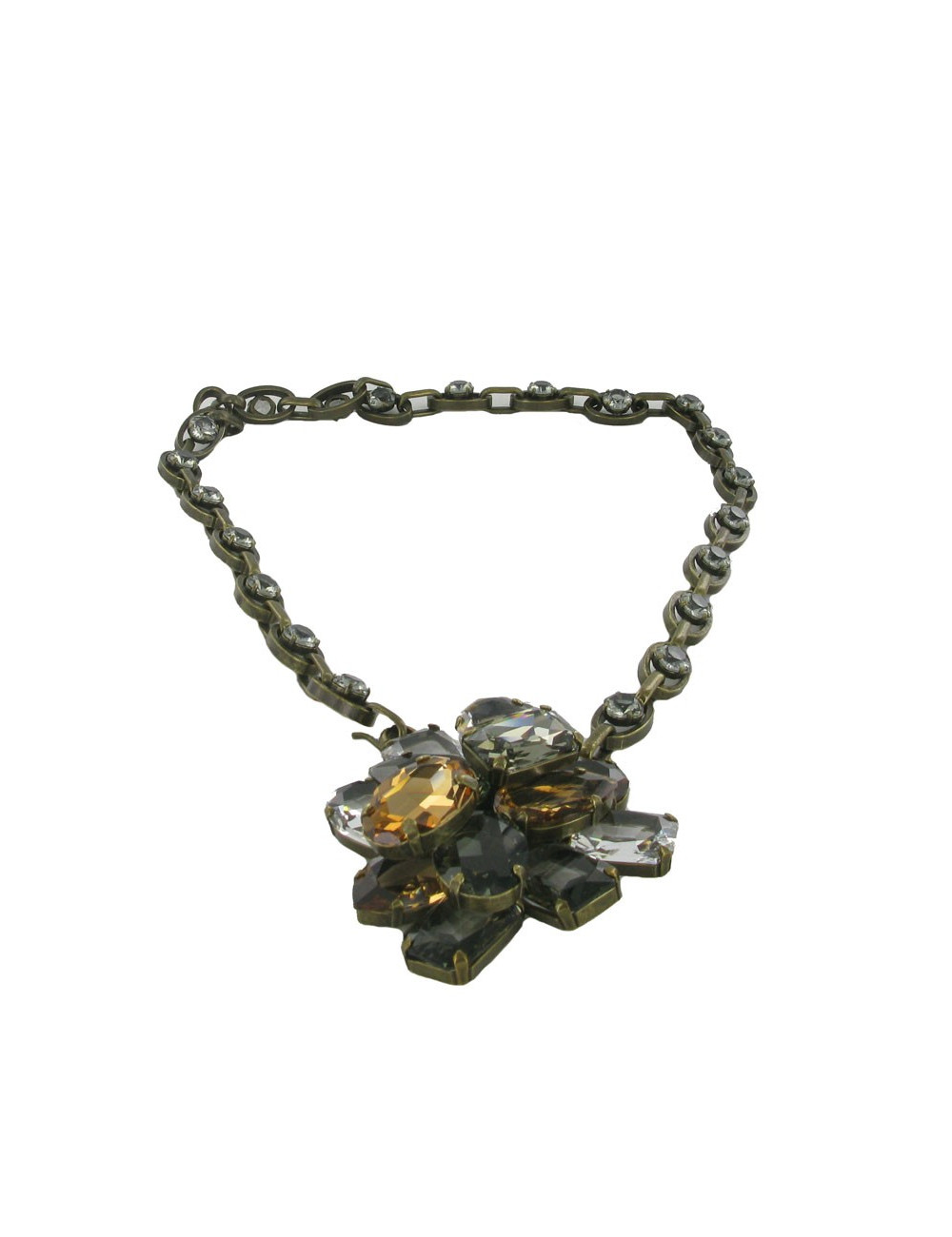 LANVIN chain in gold metal and rhinestone necklace