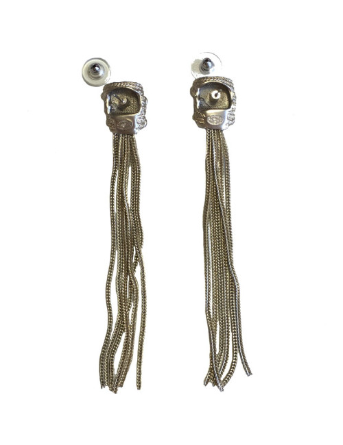Boucles d'oreille clous CHANEL pendantes en métal doré