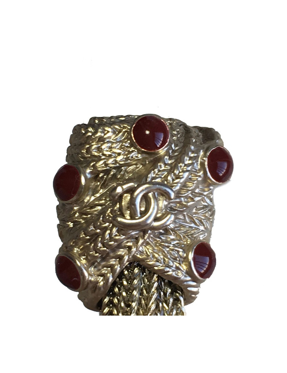 Boucles d'oreille clous CHANEL pendantes en métal doré