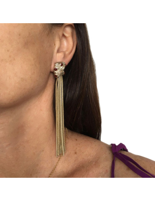 Boucles d'oreille clous CHANEL pendantes en métal doré