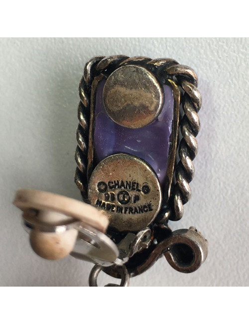 Metal ruthenium and glass paste Clips CHANEL Couture earrings