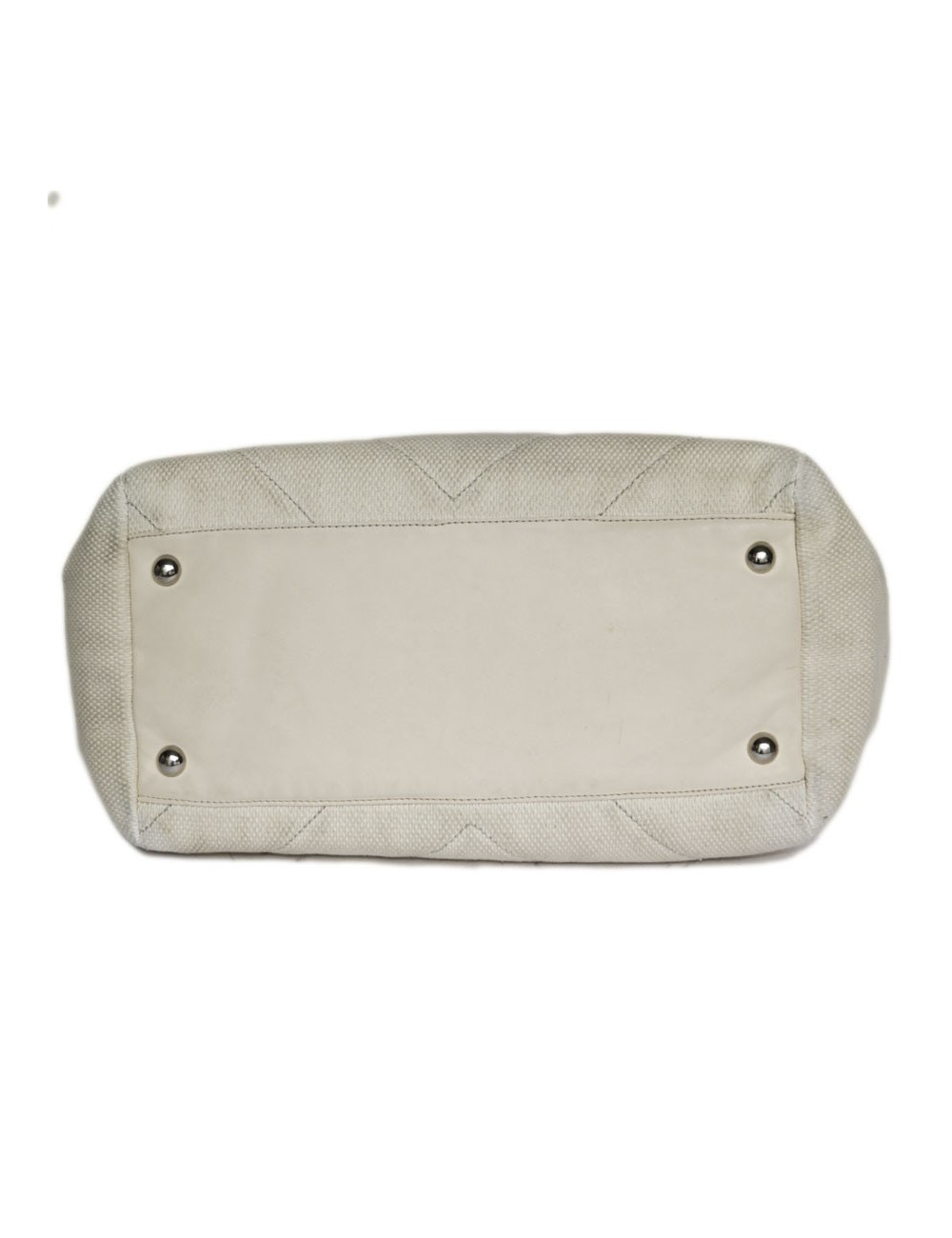 CHANEL tote bag in ecru canvas and leather