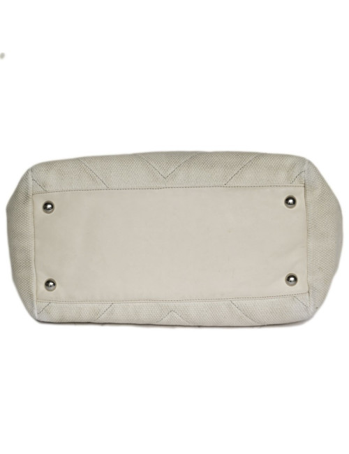 CHANEL tote bag in ecru canvas and leather