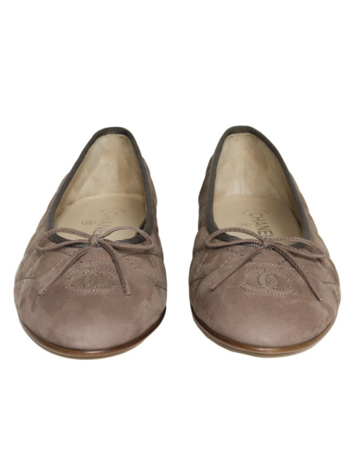 Ballerines CHANEL T 40 matelassées daim
