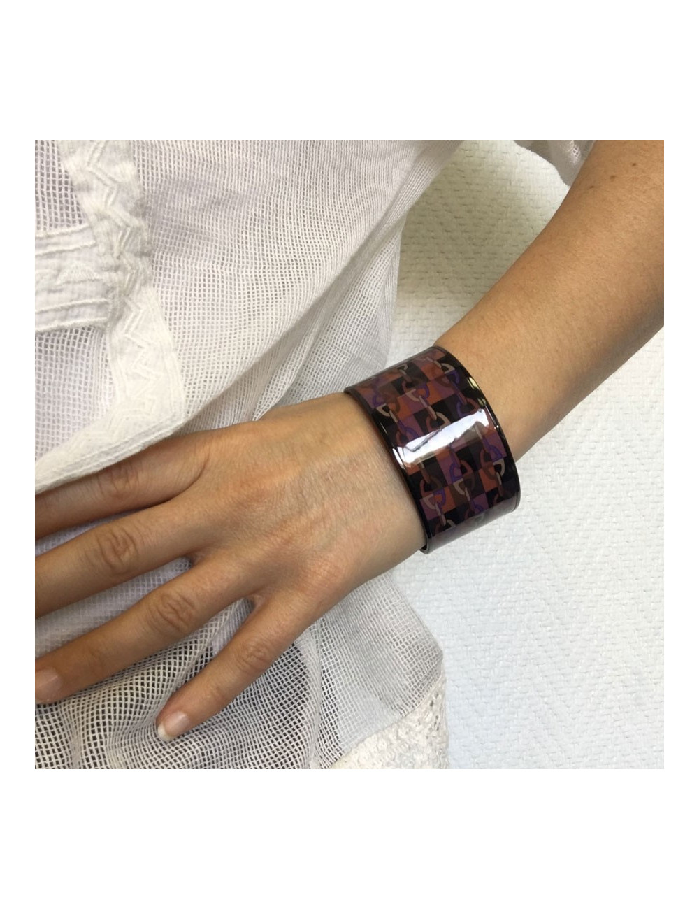 Bracelet HERMES MM en émail surteint motif chaine d'ancre