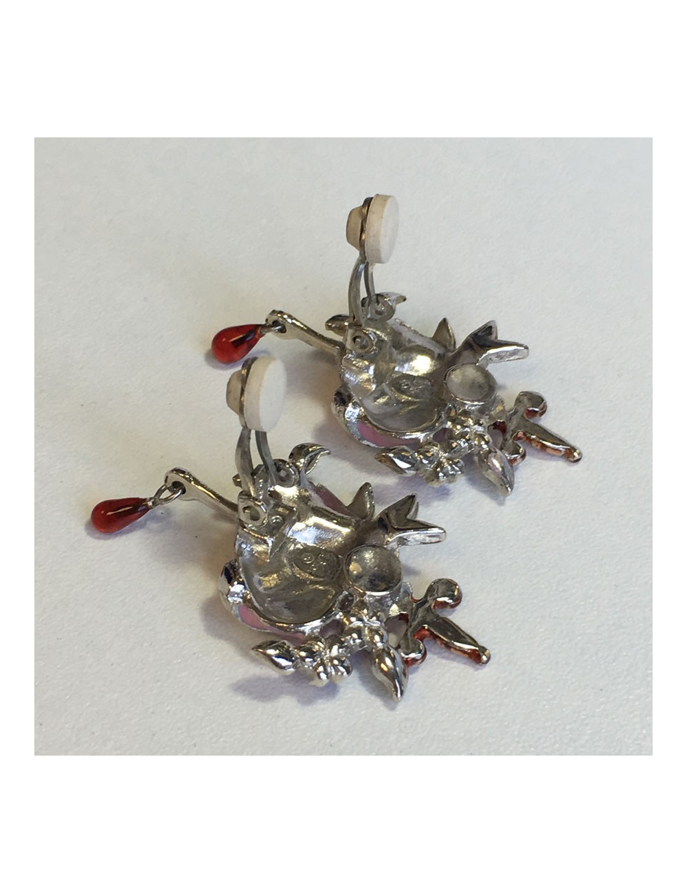 DIOR pink heart clips and multicolor rhinestone earrings