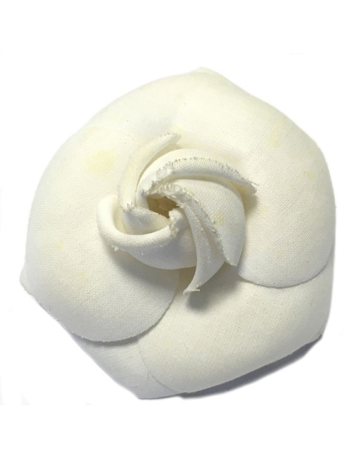 Broche CHANEL Camélia tissu blanc