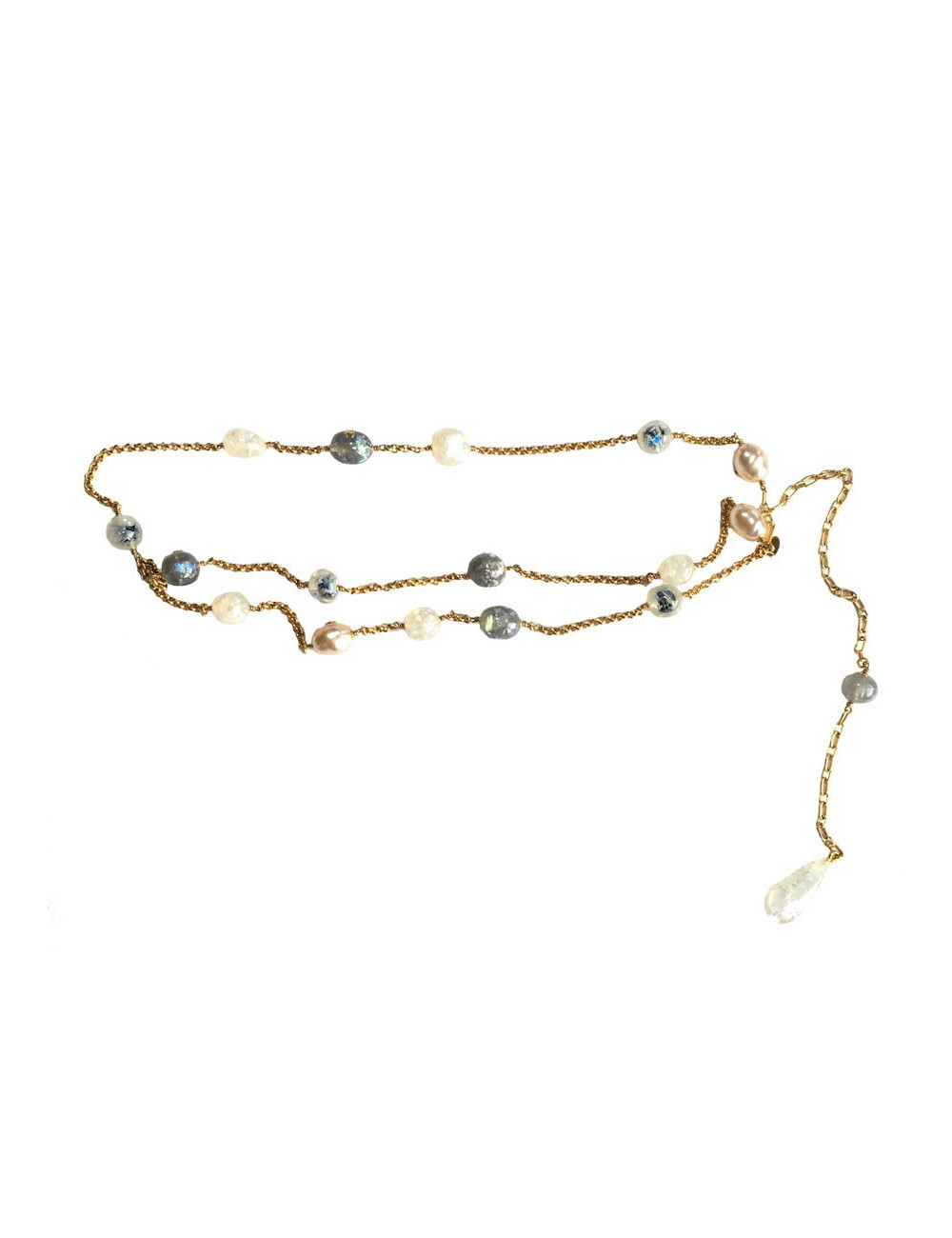 Belt necklace CHANEL blue beads and Pearly beads