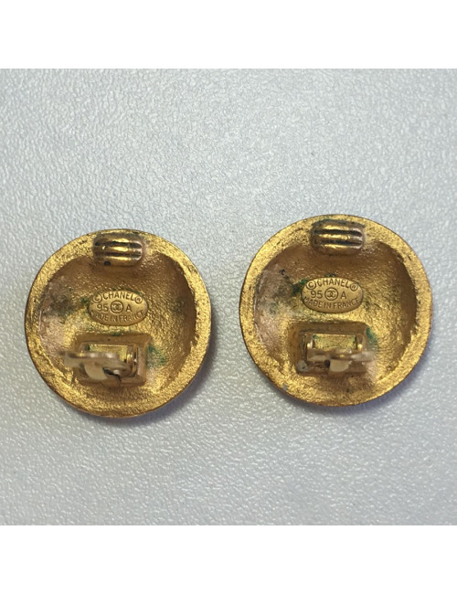 Boucles d'oreille  Clips CHANEL  noir et or vintage