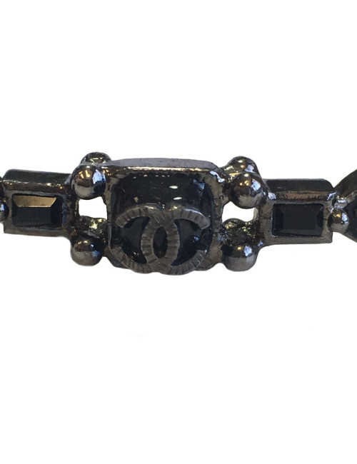 Bracelet CHANEL en pâte de verre noire et grise