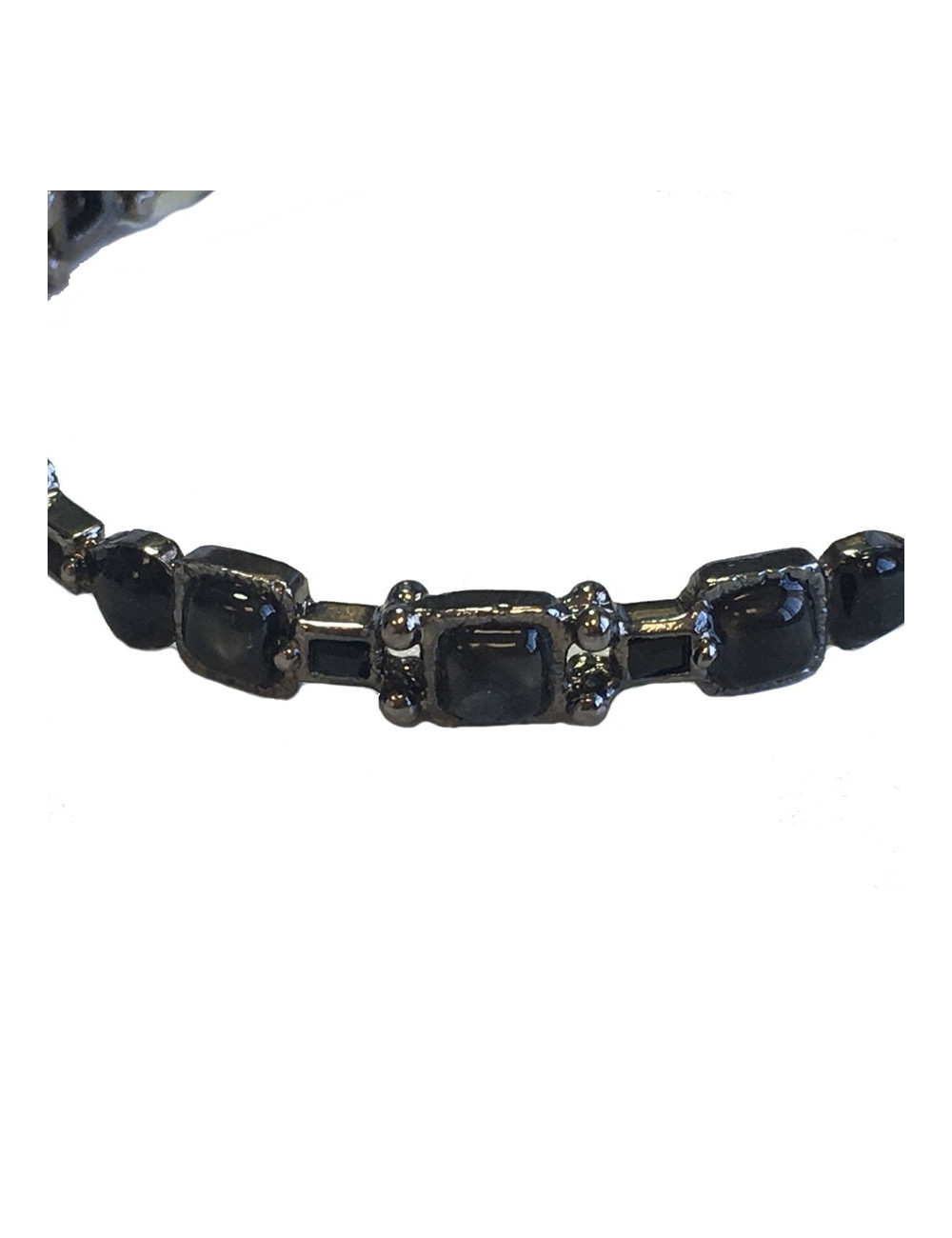Bracelet CHANEL en pâte de verre noire et grise