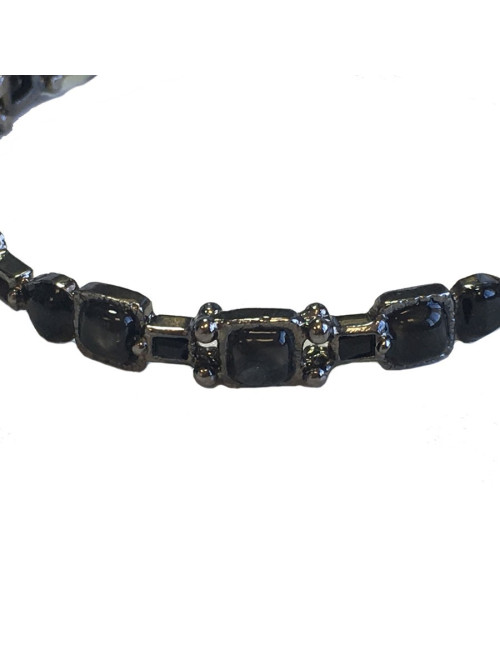 Bracelet CHANEL en pâte de verre noire et grise