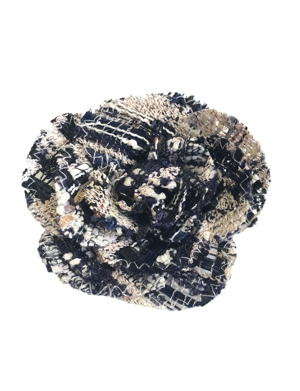 Broche CHANEL en tweed et fil d'or