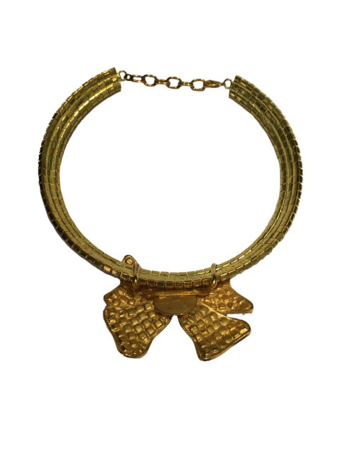 Marguerite de Valois ribbon choker neckalce in gilded metal and rhinestones