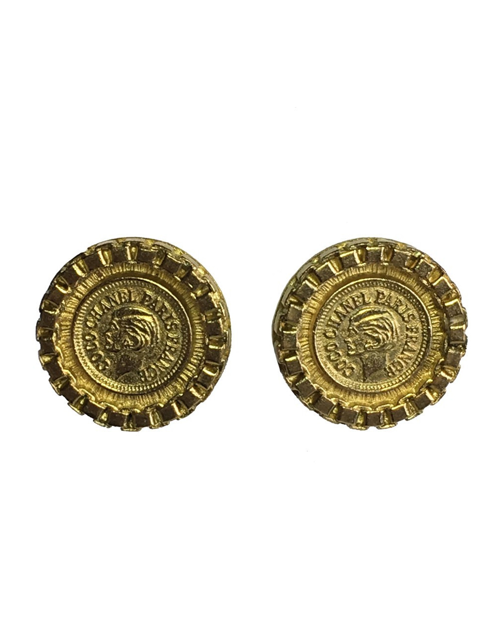 Boucles d'oreille clips CHANEL "Coco Chanel" vintage