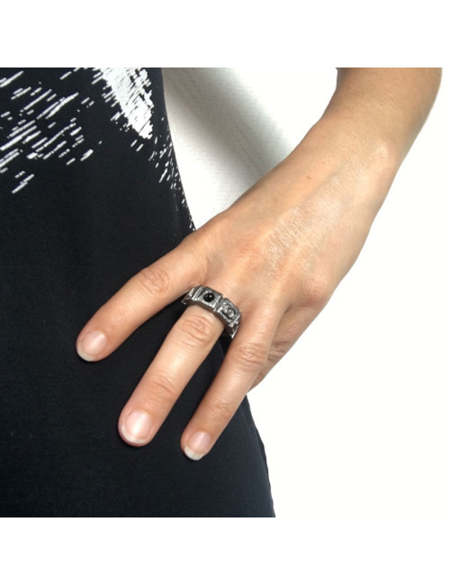 CHANEL ring in silver and Black Pearl T53