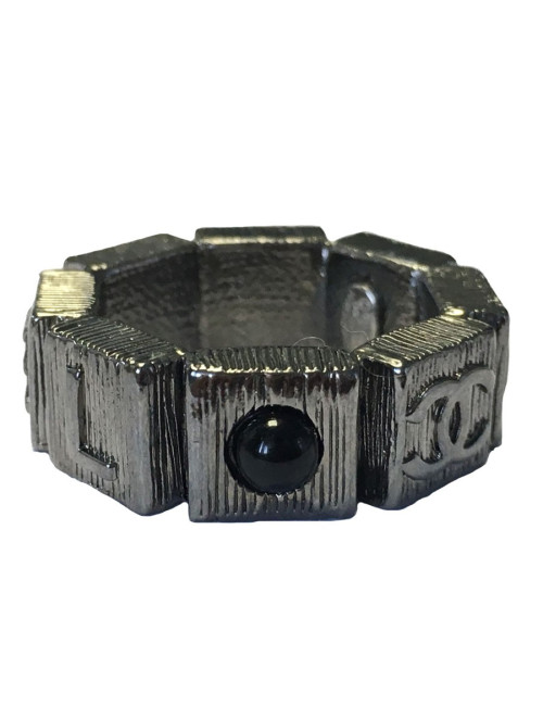 CHANEL ring in silver and Black Pearl T53