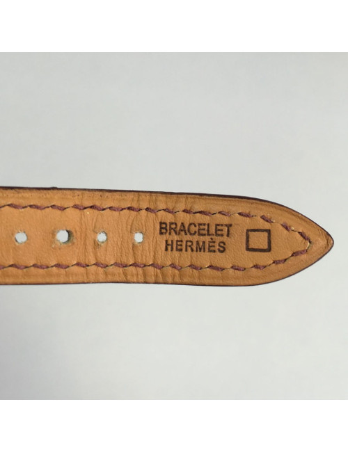 Montre Kelly HERMES bracelet en alligator marron et bijouterie plaqué or