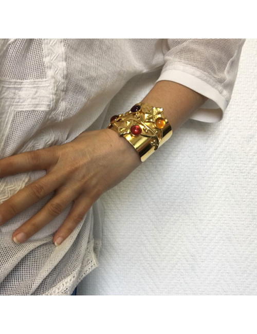 Philippe FERRANDIS cufflinks in gold metal and resin multicolor