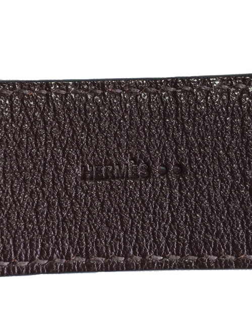 HERMES Bracelet in Brown Crocodile and Sellier Buckle in Sterling Silver 925Ag