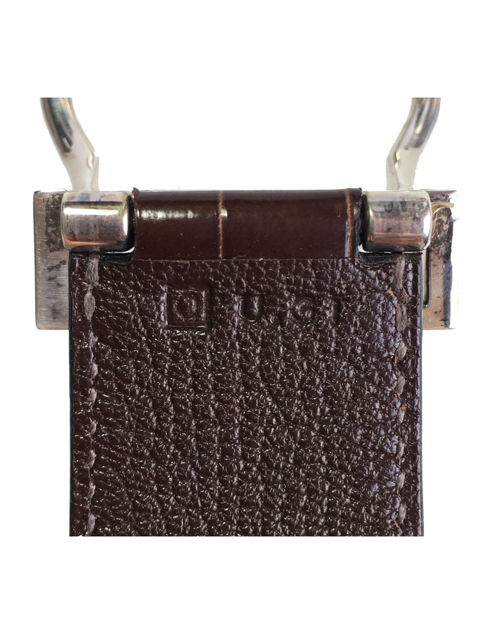 Bracelet HERMES boucle sellier TGM en argent et crocodile marron